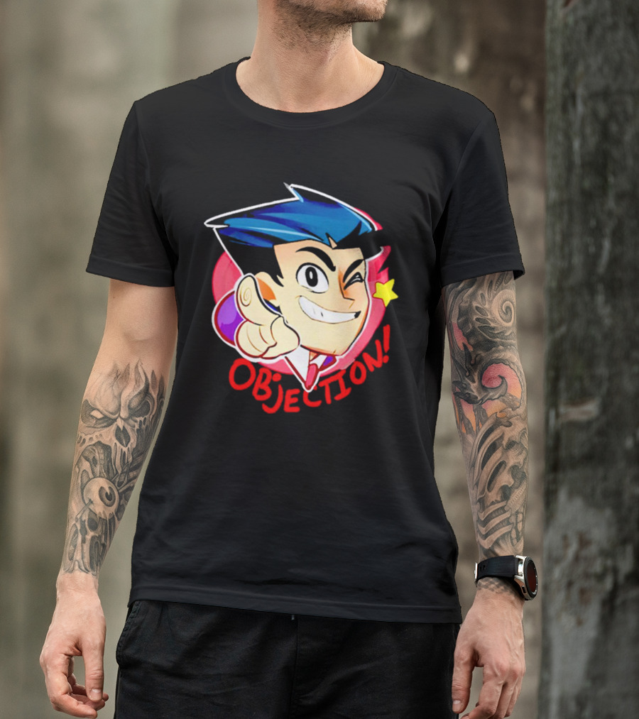 Phoenix Wright Ace Attorney Objection Winking Pose T-Shirt