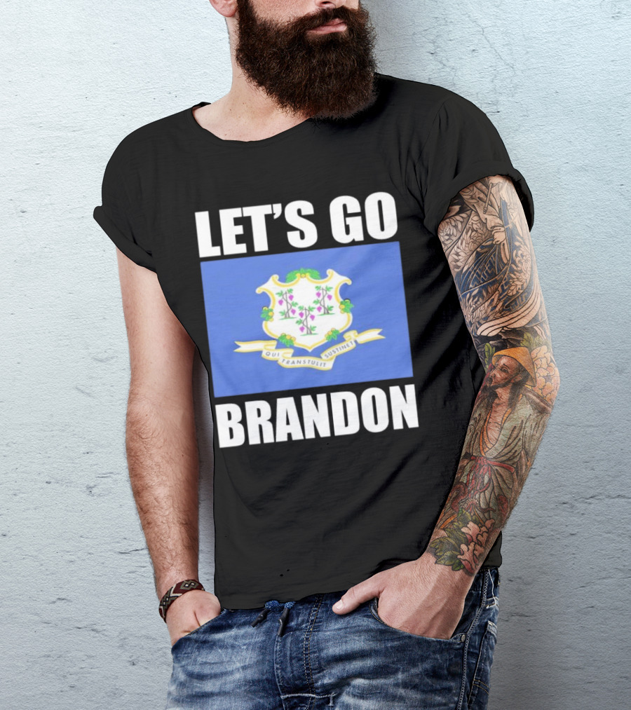 LET'S GO BRANDON Qui Transtulit Sustinet Connecticut Flag T-Shirt