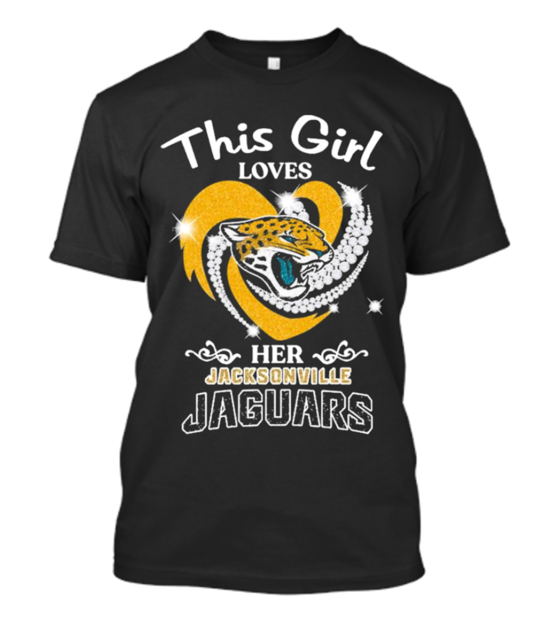 This Girl Loves Her Jacksonville Jaguars Heart With Diamonds And Jaguar T-Shirt