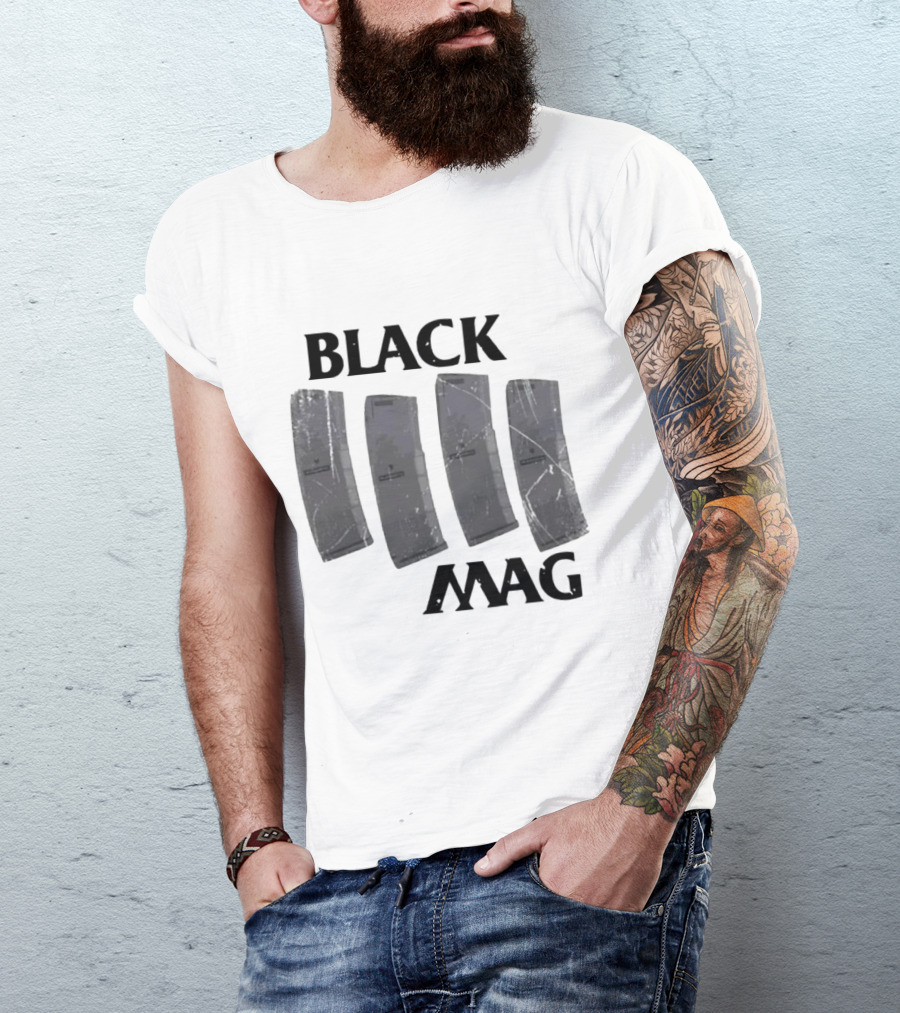 BLACK MAG Scratched And Weathered Magazines T-Shirt