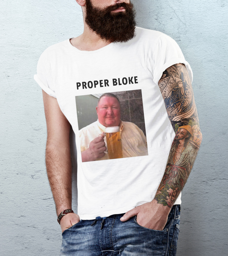 Proper Bloke Holding Beer With Contented Expression T-Shirt