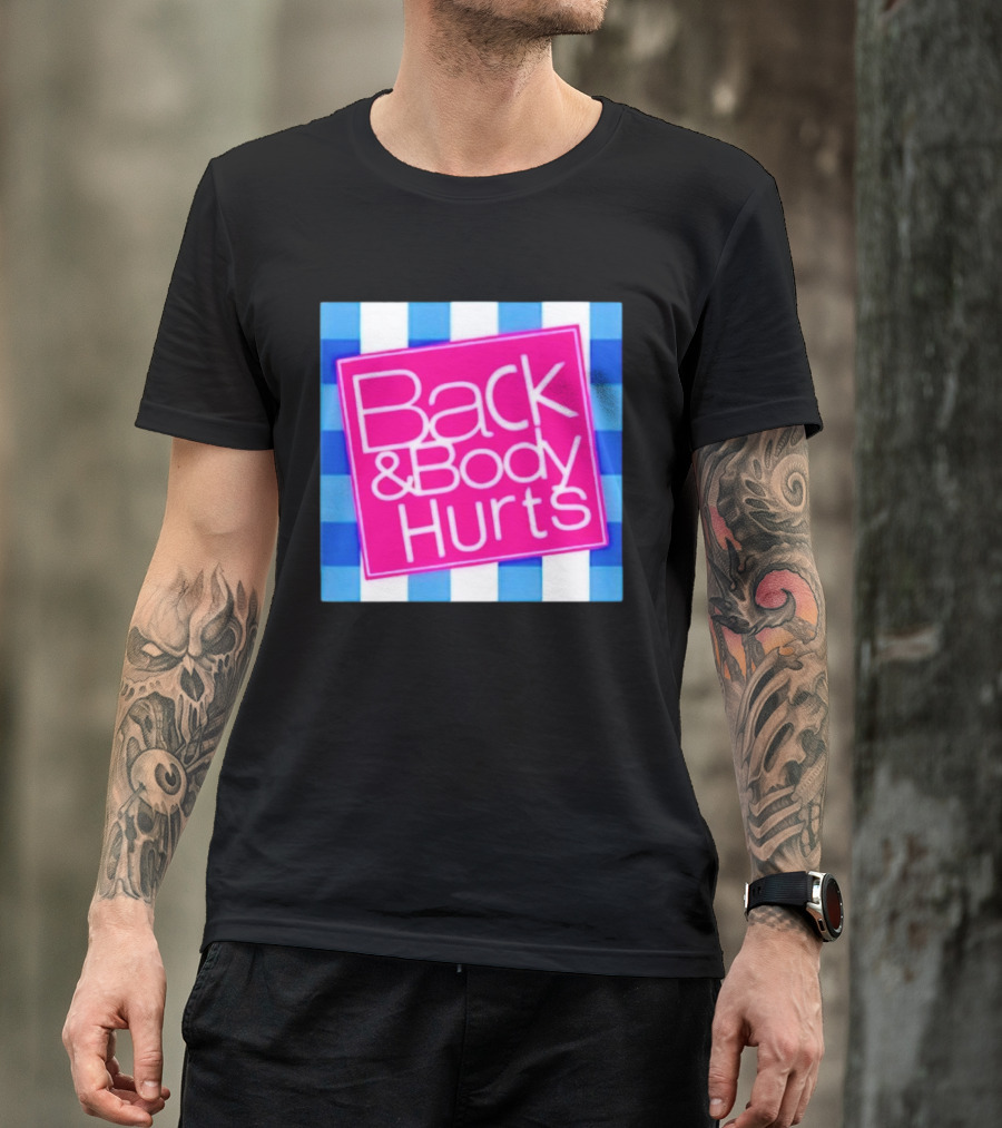 Back And Body Hurts Pink Square Blue Checkered T-Shirt