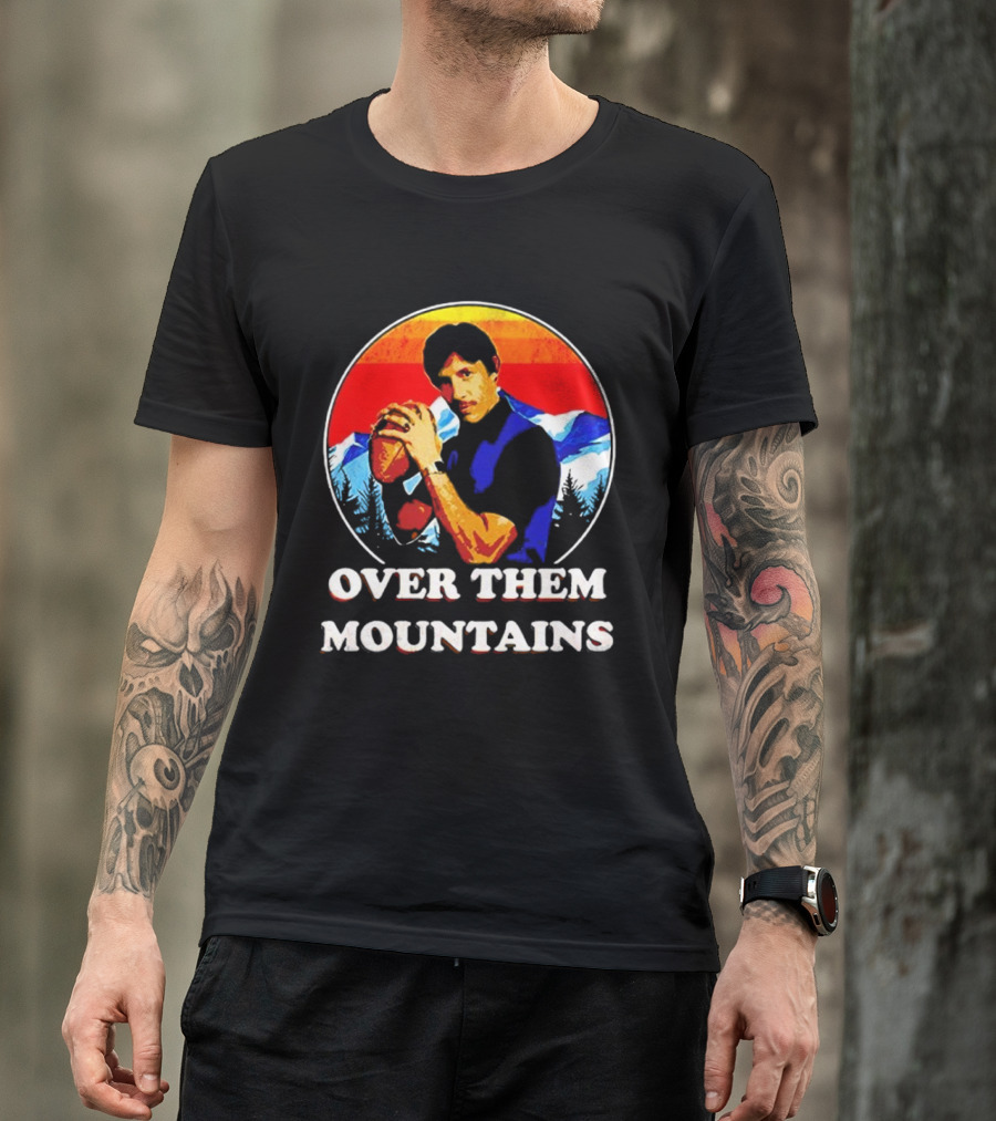 Uncle Rico Over Them Mountains Vintage Retro Football Scene T-Shirt