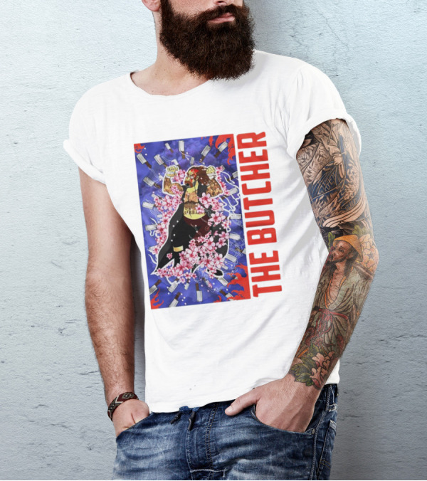 THE BUTCHER Cherry Blossom Blades Power Stance T-Shirt