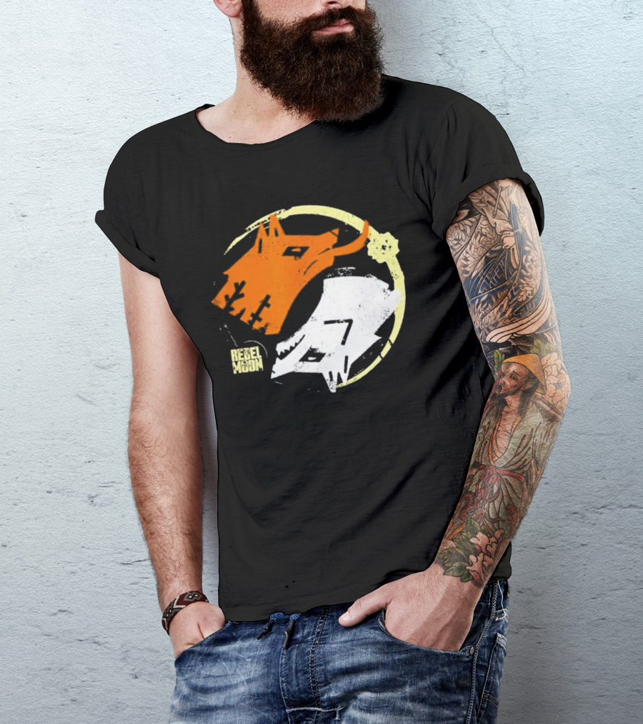 Rebel Moon Wolf Head Yin Yang T-Shirt