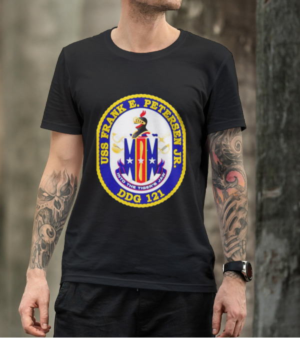 USS Frank E Petersen Jr DDG 121 Crest Into The Tiger's Jaw T-Shirt