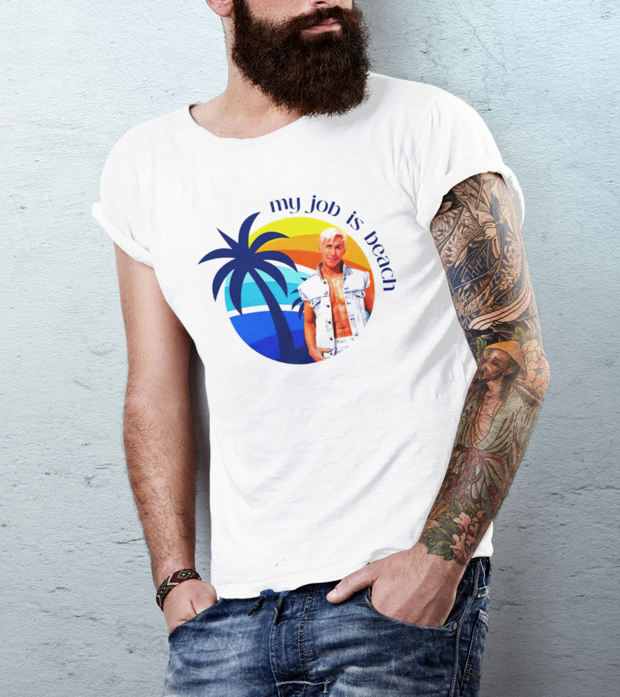 Barbie My Job Is Beach Ken Sunset Palm Tree T-Shirt