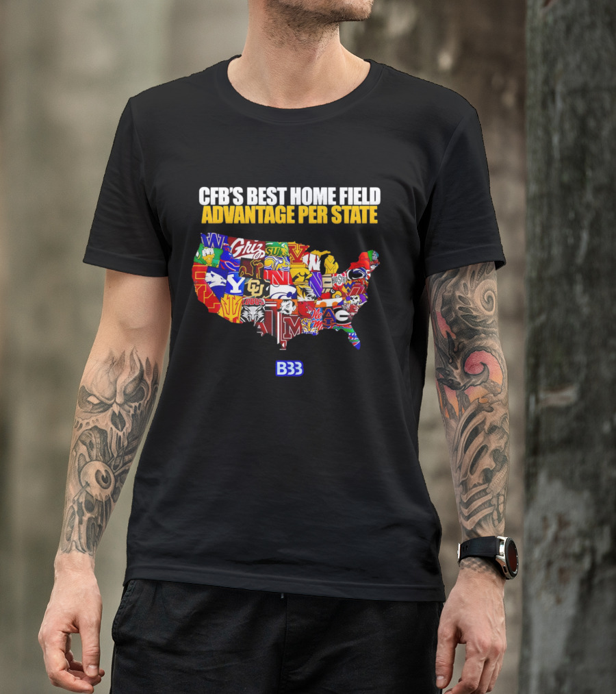CFB's Best Home Field Advantage NCAA Logos Map B33 T-Shirt