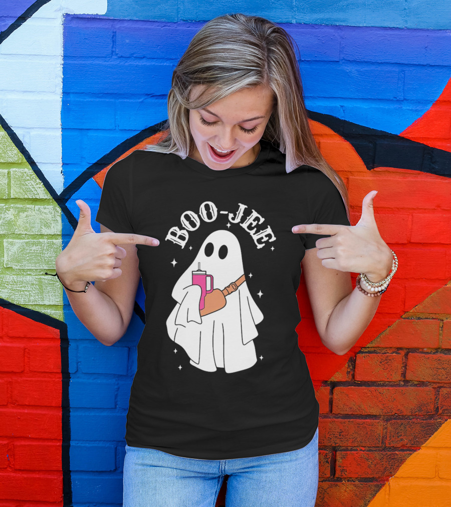 BOO-JEE Ghost With Drink Halloween T-Shirt