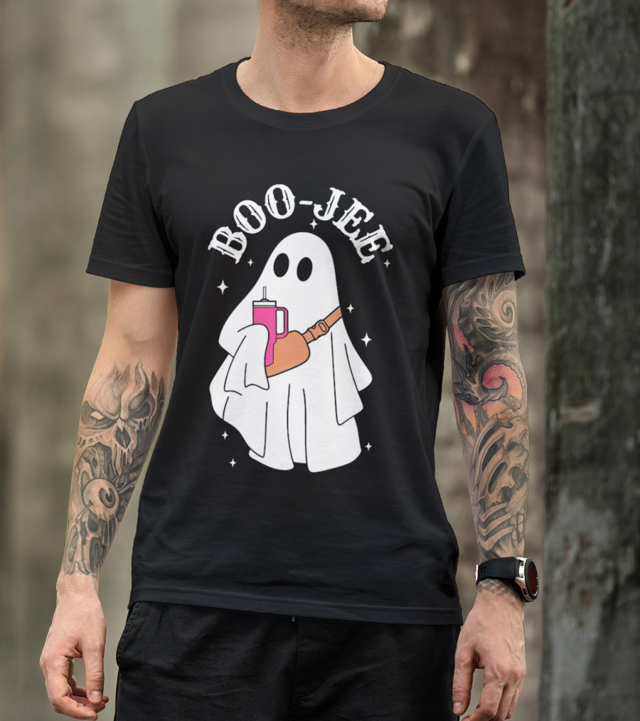 BOO-JEE Ghost With Drink Halloween T-Shirt