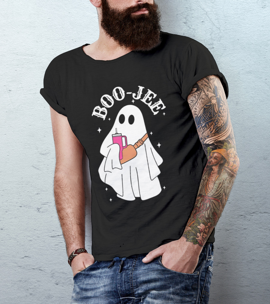 BOO-JEE Ghost With Drink Halloween T-Shirt