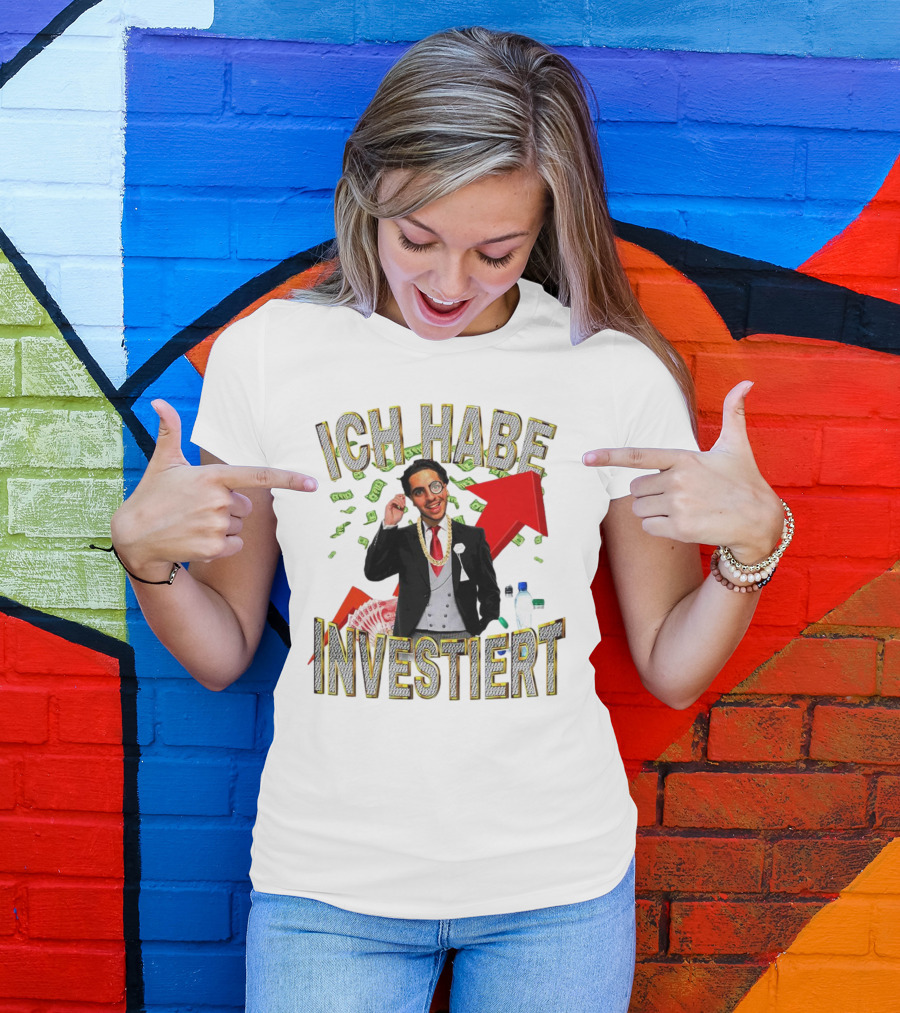 Ich Habe Investiert Money Business Success Visual With Red Arrow And Wealth Elements T-Shirt