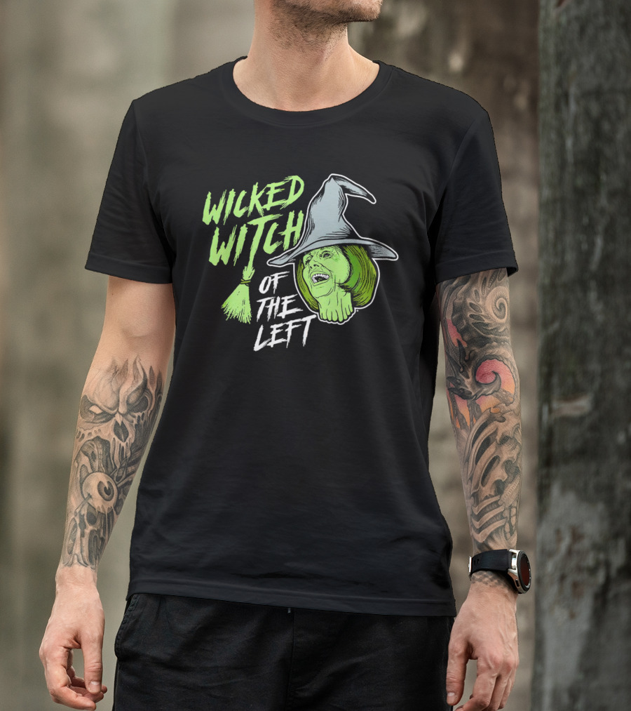Wicked Witch Of The Left Halloween Pelosi Witch Hat Green Face T-Shirt