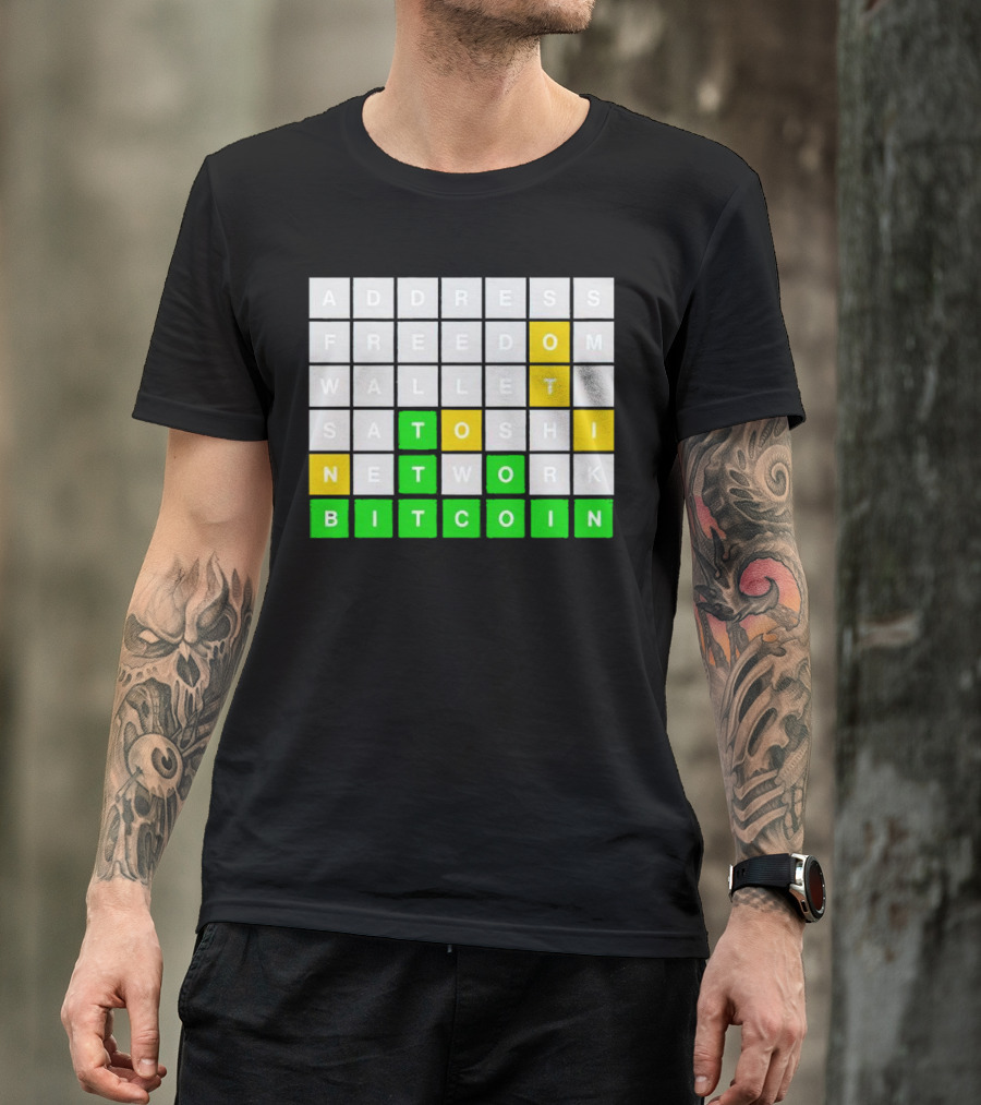 Address Freedom Wallets Satoshi Network Bitcoin Word Game T-Shirt