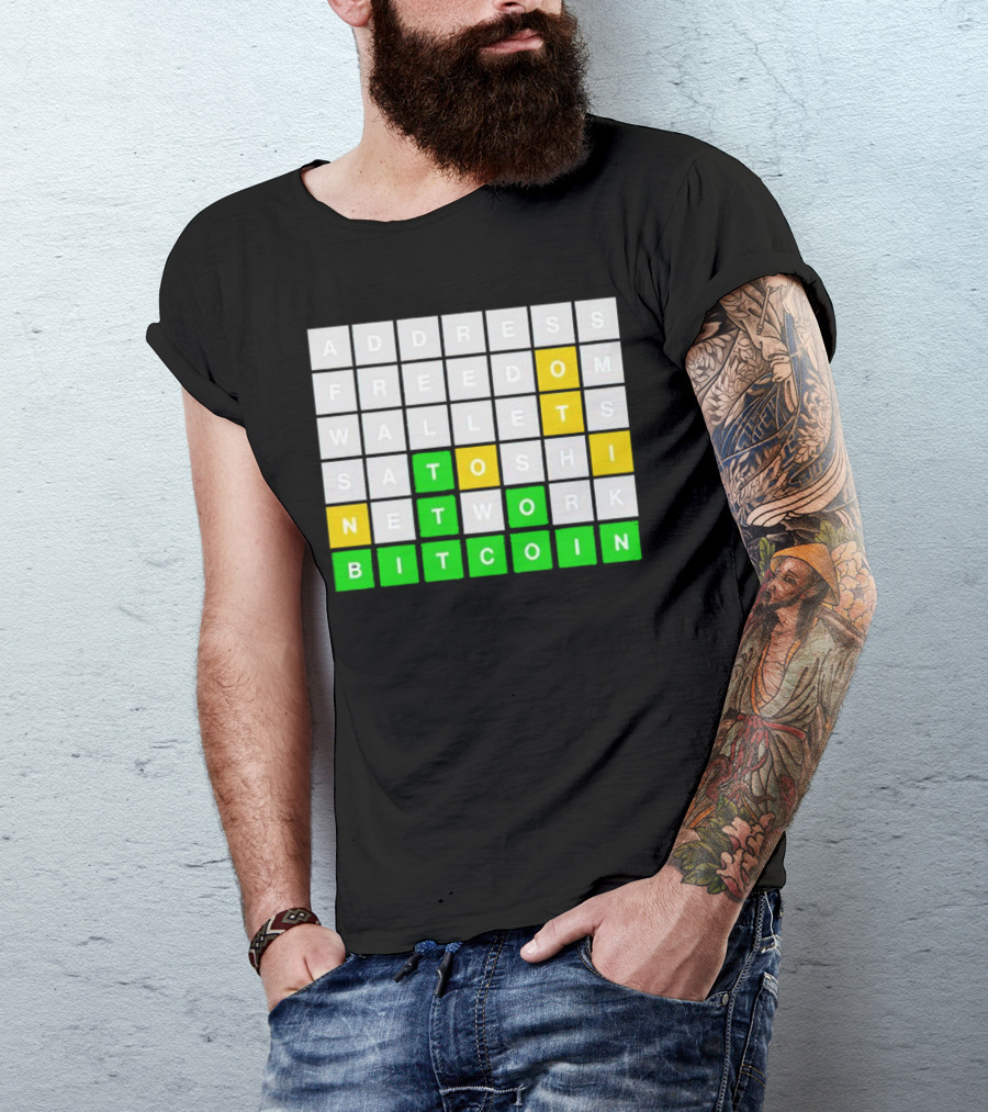 Address Freedom Wallets Satoshi Network Bitcoin Word Game T-Shirt