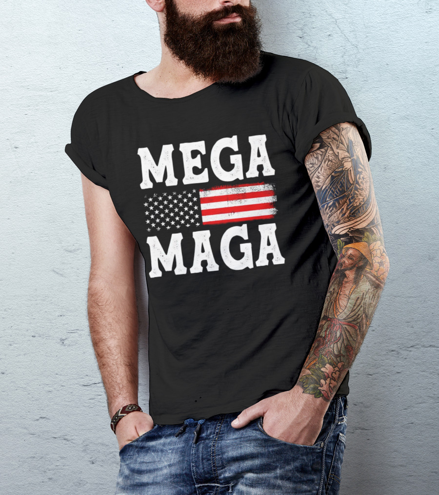 MEGA MAGA American Flag T-Shirt