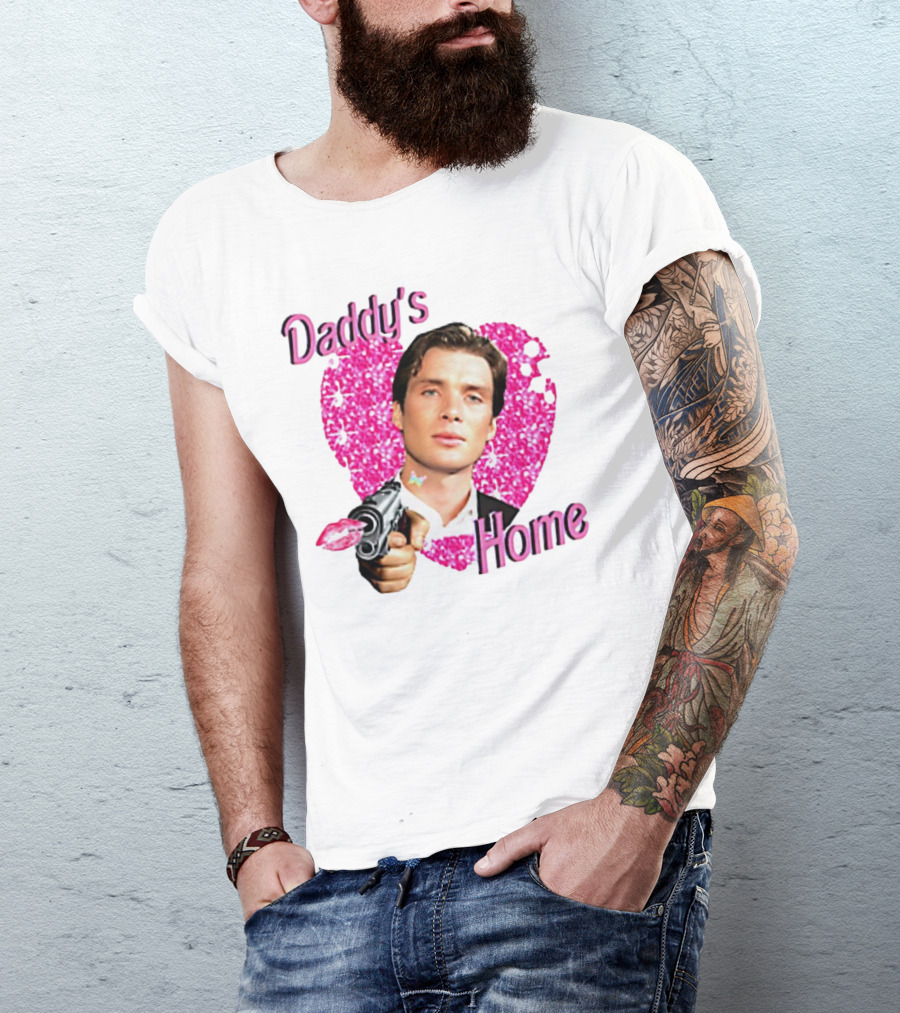 Daddy's Home Pink Glitter Heart Cillian Murphy Gun T-Shirt
