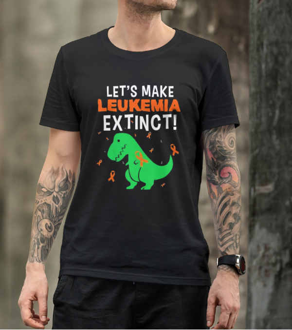 Let's Make Leukemia Extinct Dinosaur With Orange T-Shirt