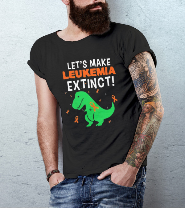 Let's Make Leukemia Extinct Dinosaur With Orange T-Shirt