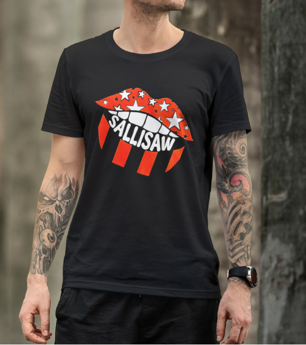 Sallisaw Lips Stars And Stripes Red White Black T-Shirt