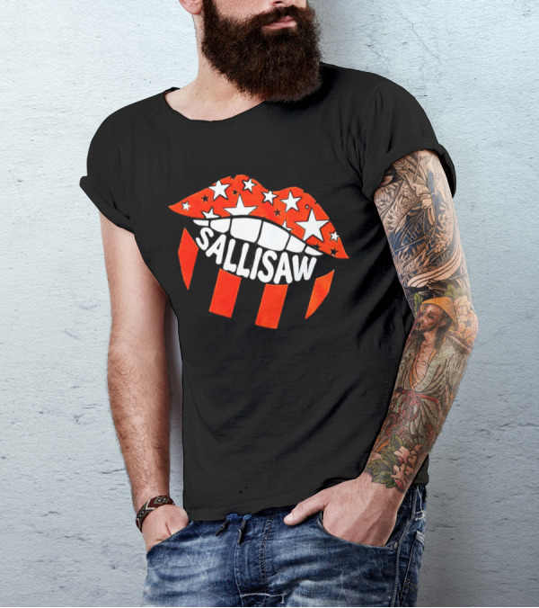Sallisaw Lips Stars And Stripes Red White Black T-Shirt