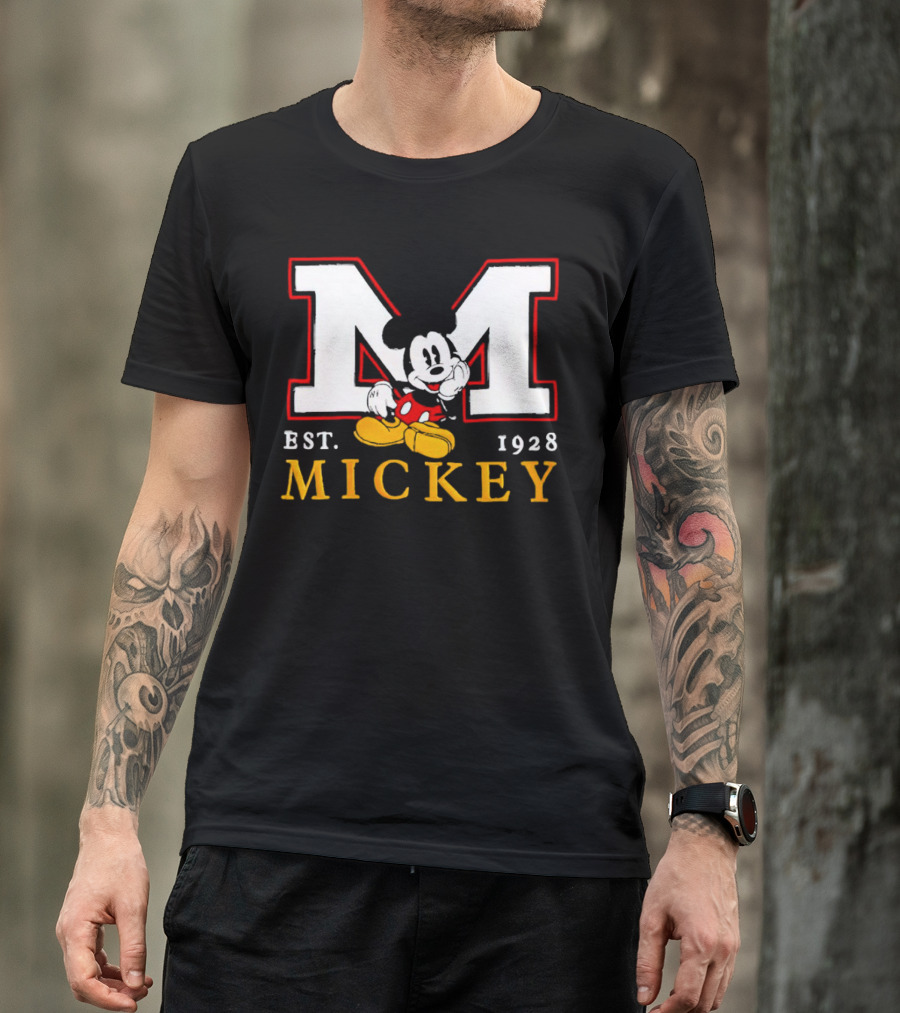 Disney Mickey Large M Logo Est 1928 Relaxed T-Shirt