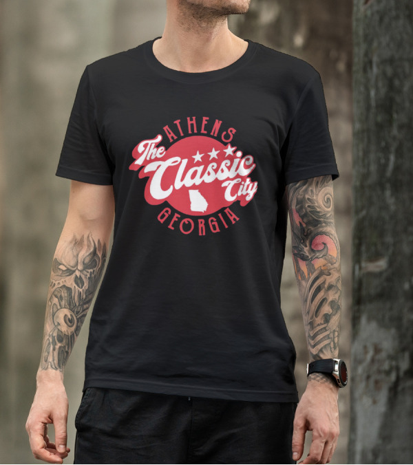 Athens Georgia The Classic City Stars Red Badge T-Shirt