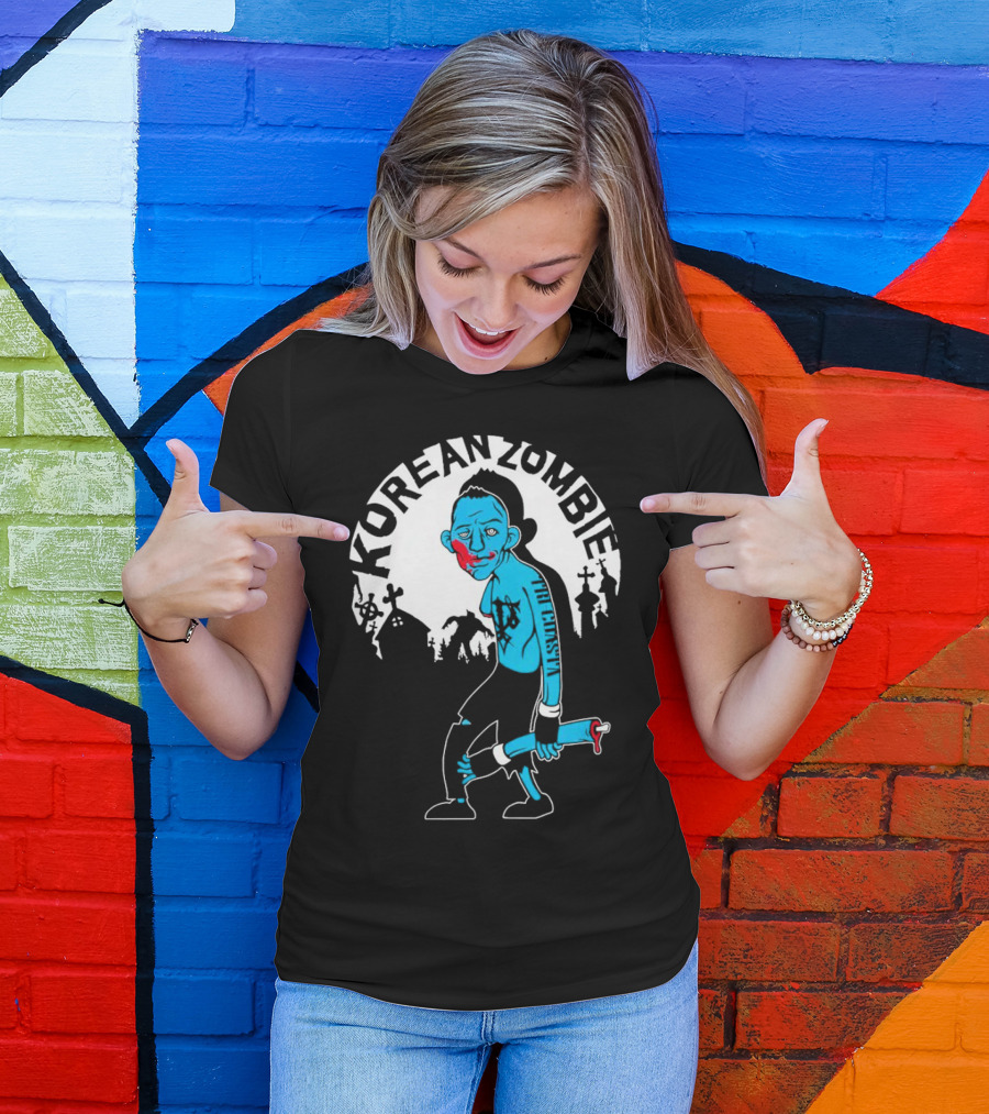 Tri-Coasta Korean Zombie Fighter With Cemetery Background T-Shirt
