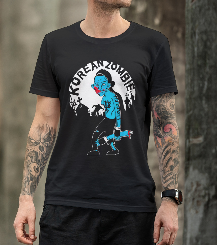Tri-Coasta Korean Zombie Fighter With Cemetery Background T-Shirt