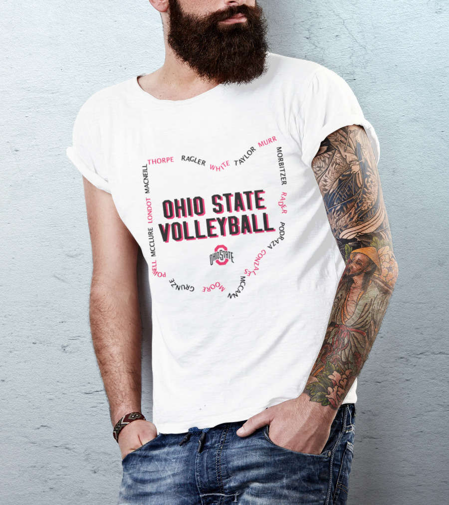 Ohio State Volleyball Team Roster Names Shield T-Shirt