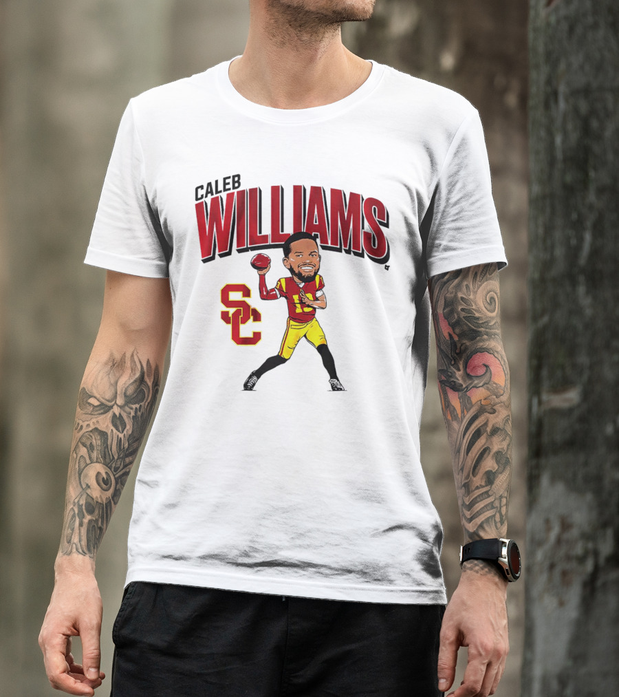 Caleb Williams USC Trojans Football Caricature With SC T-Shirt