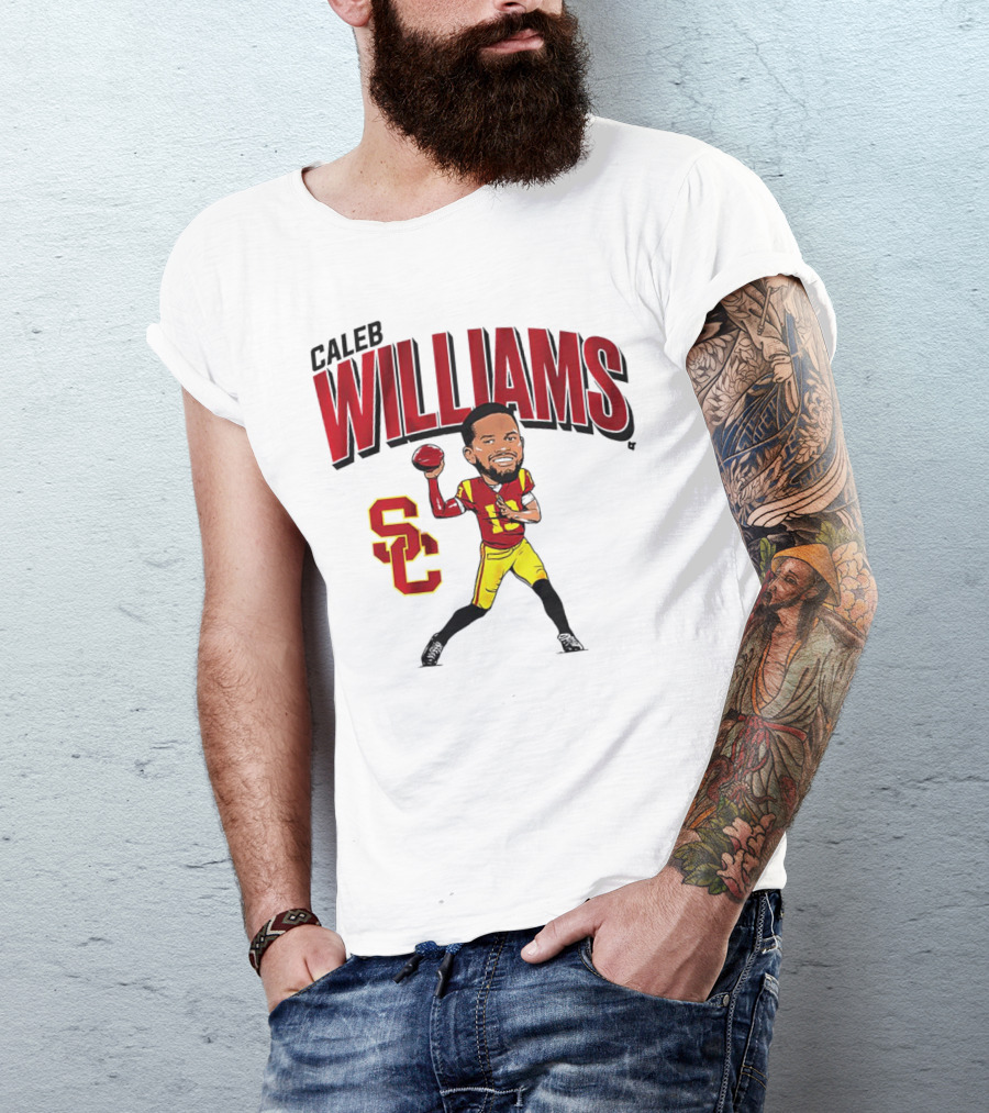 Caleb Williams USC Trojans Football Caricature With SC T-Shirt