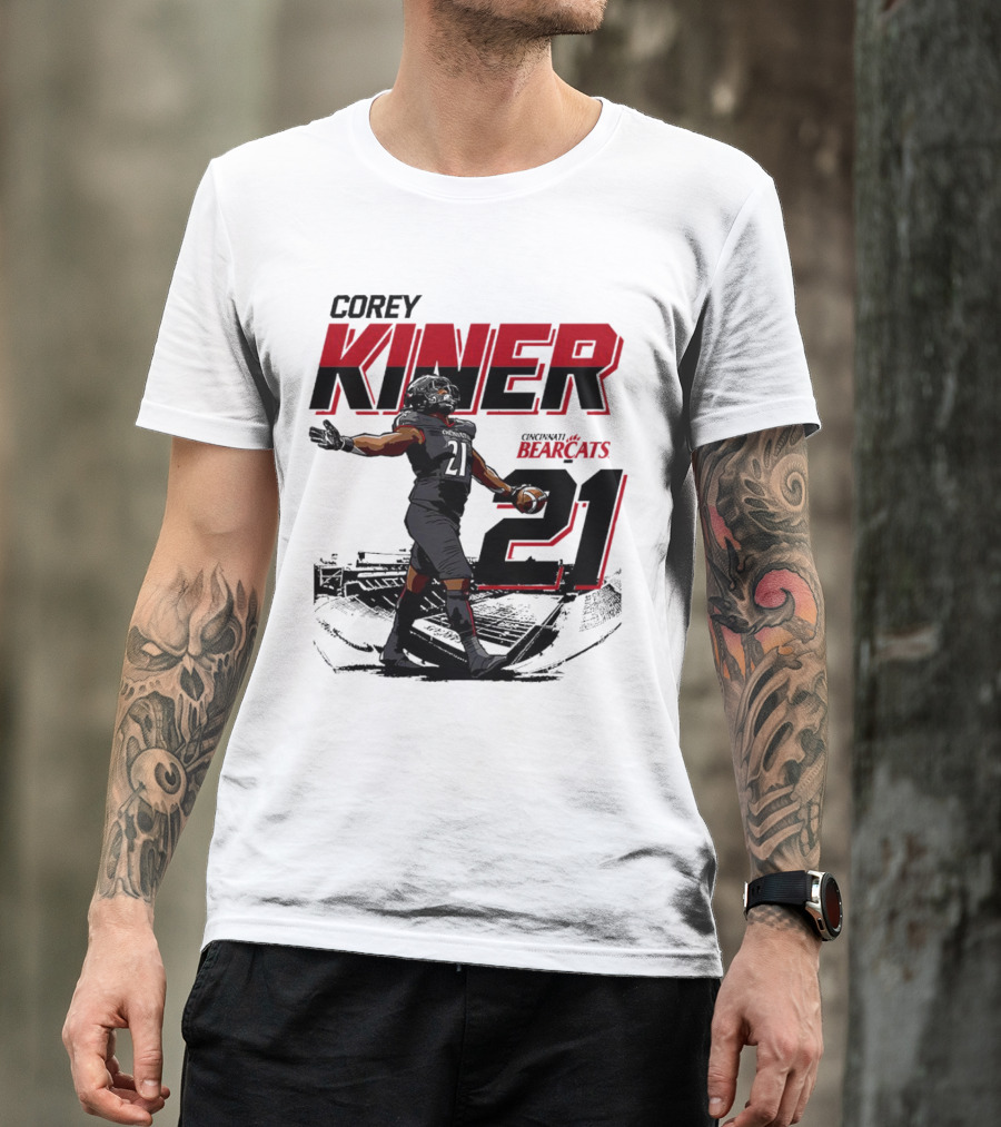 Corey Kiner 21 Cincinnati Bearcats Football Stadium T-Shirt