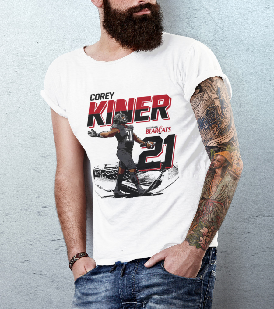 Corey Kiner 21 Cincinnati Bearcats Football Stadium T-Shirt
