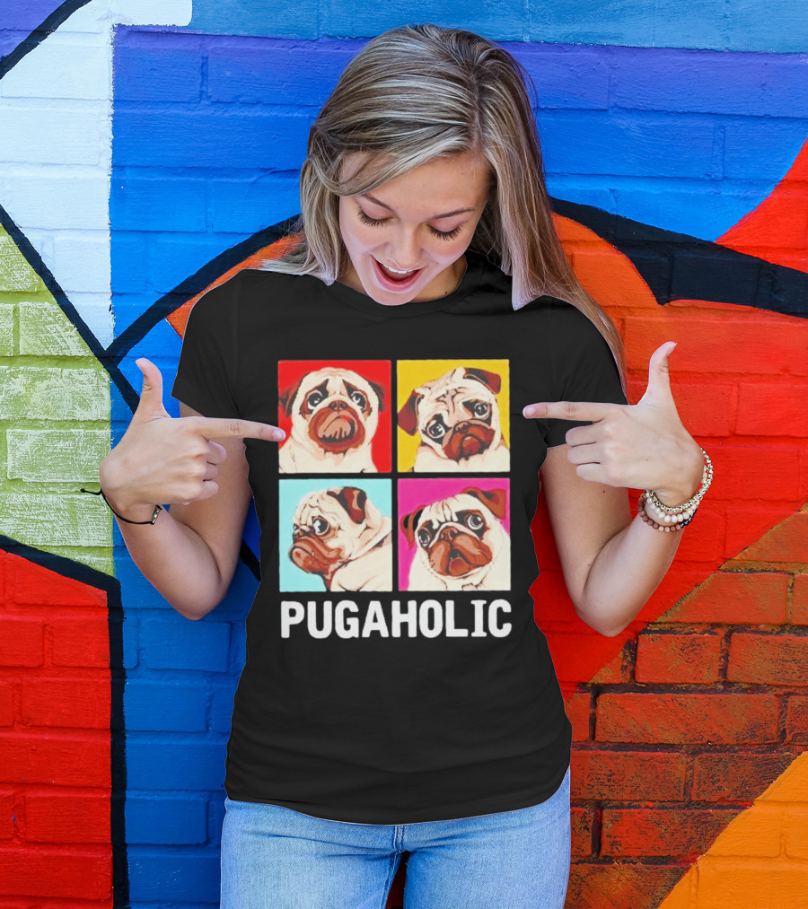 Pug Dog Pop Art Pugaholic T-Shirt