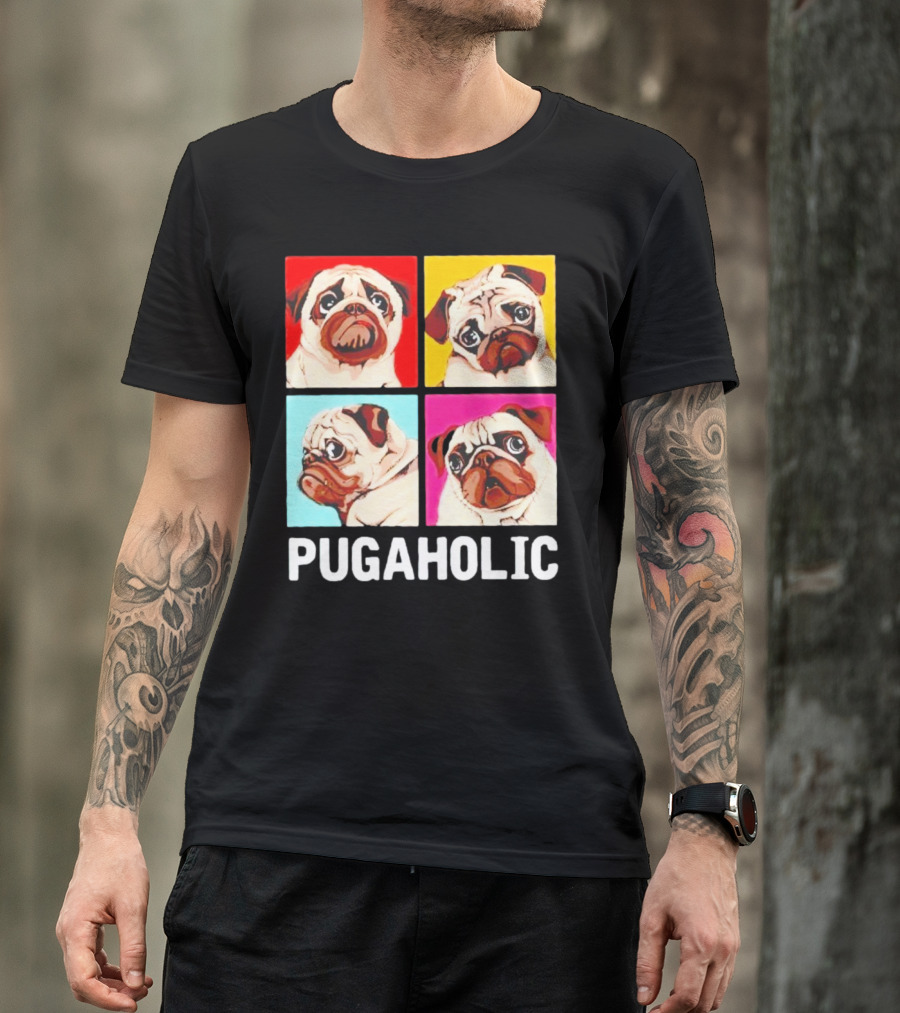 Pug Dog Pop Art Pugaholic T-Shirt