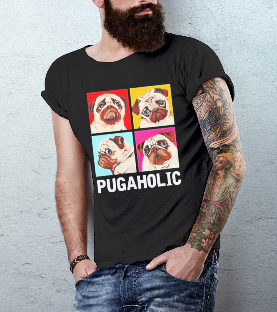 Pug Dog Pop Art Pugaholic T-Shirt