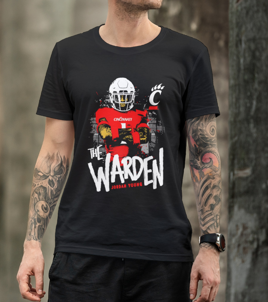 The Warden Jordan Young Cincinnati Bearcats Football Guardianship T-Shirt