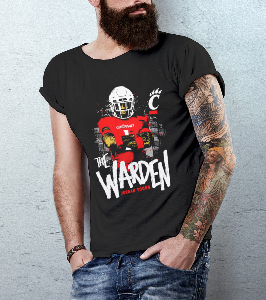 The Warden Jordan Young Cincinnati Bearcats Football Guardianship T-Shirt
