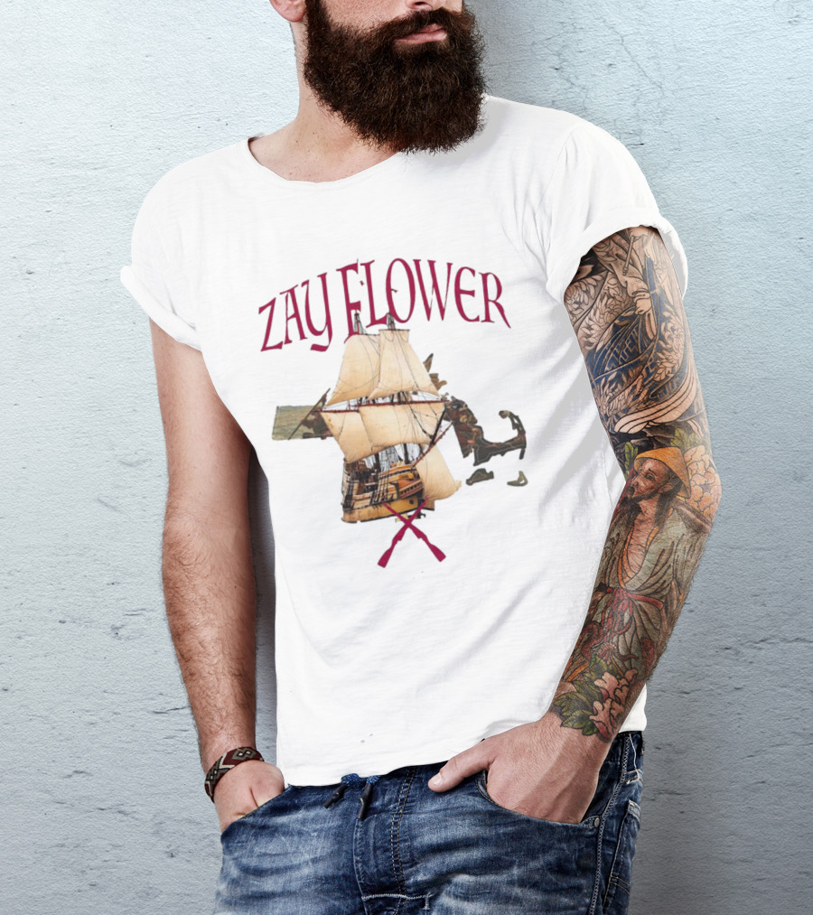 Zay Flower Sailing Ship With Crossed Oars T-Shirt