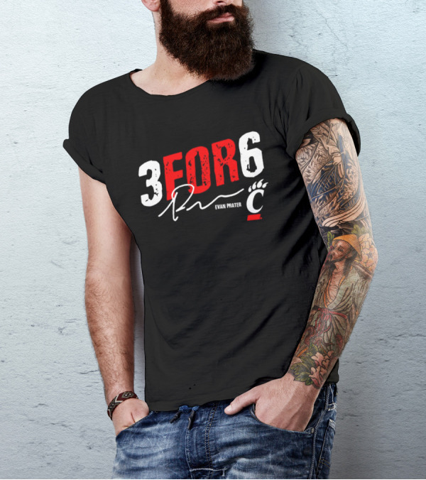 Evan Prater 3 For 6 Cincinnati Bearcats Signature T-Shirt