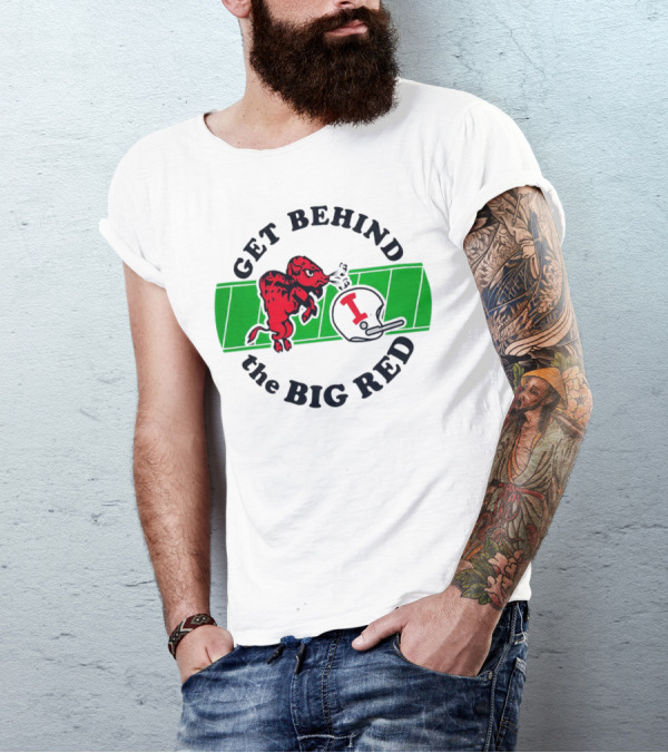 Get Behind The Big Red Indiana Hoosiers Football Helmet And Dog T-Shirt