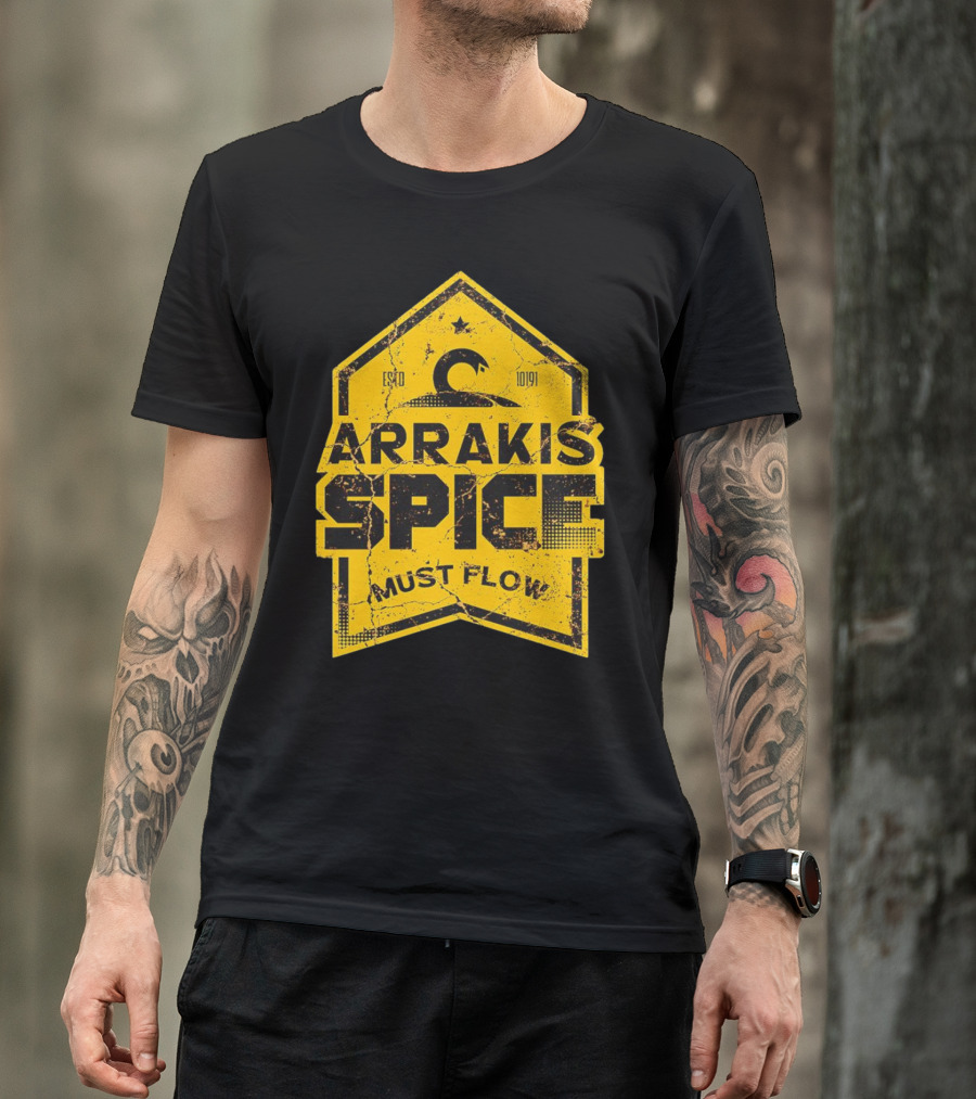 Arrakis Spice Must Flow Vintage 10191 Logo Badge T-Shirt