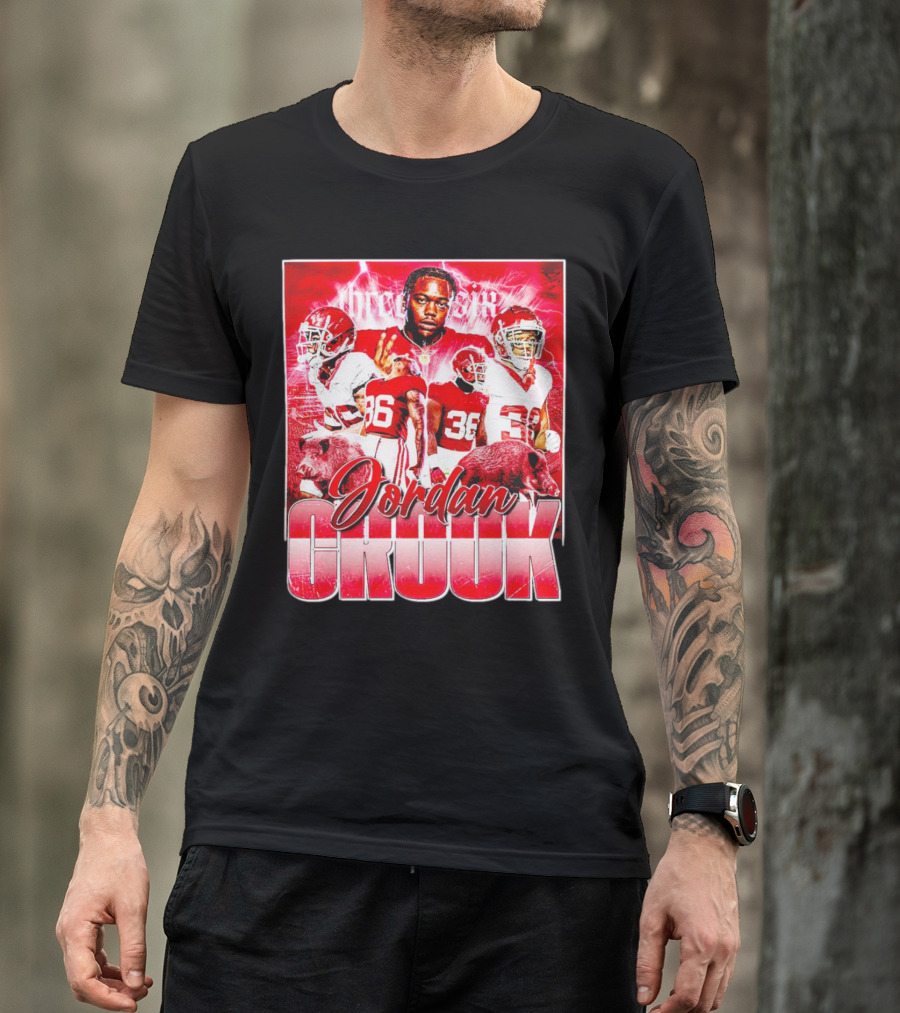 Jordan Crook Arkansas Razorbacks Football Vintage Collage T-Shirt