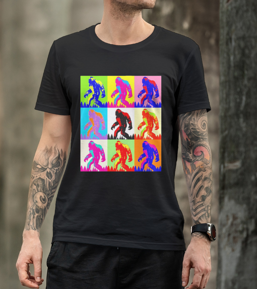 Retro Pop Art Bigfoot Sasquatch Collage T-Shirt