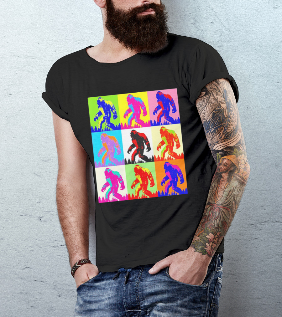 Retro Pop Art Bigfoot Sasquatch Collage T-Shirt
