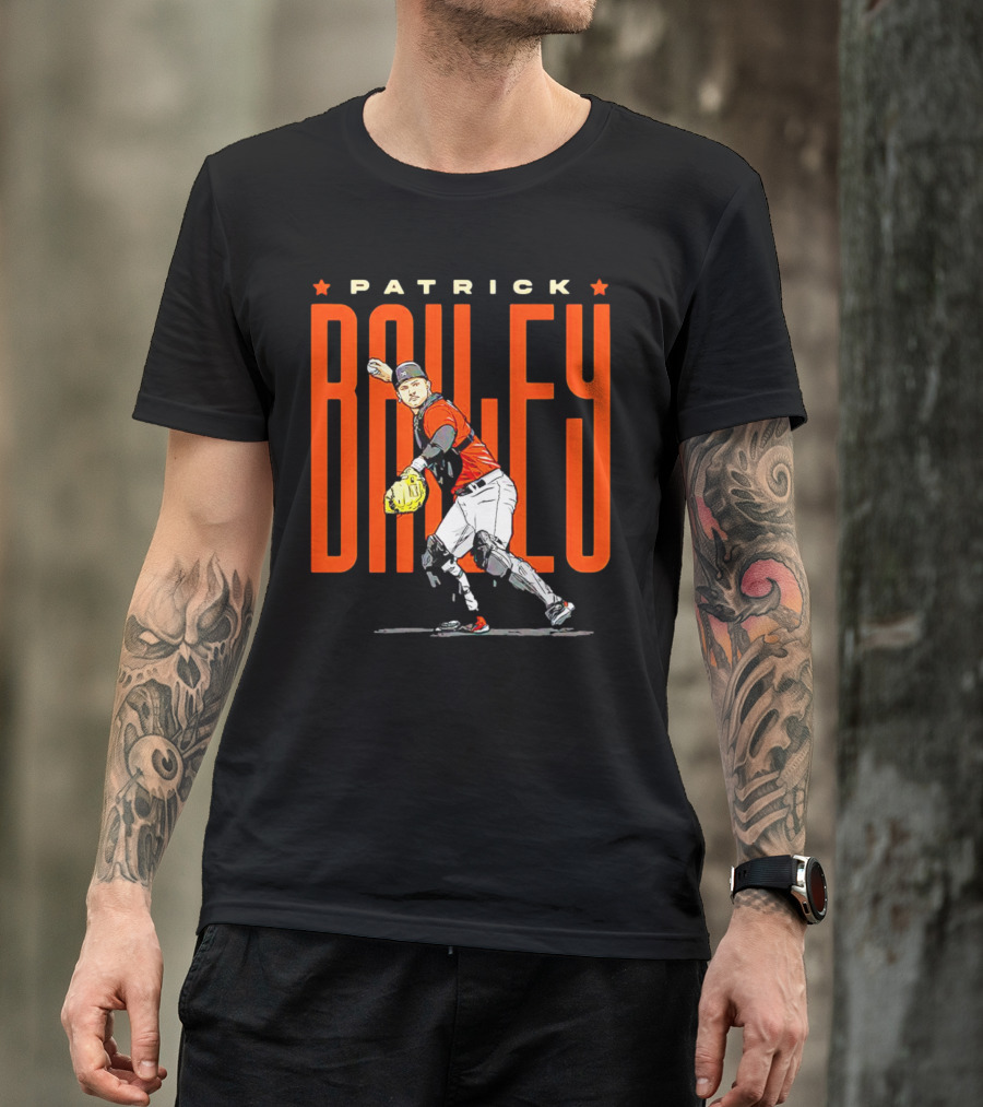 Patrick Bailey Baseball Player Illustration With Orioles Colors T-Shirt