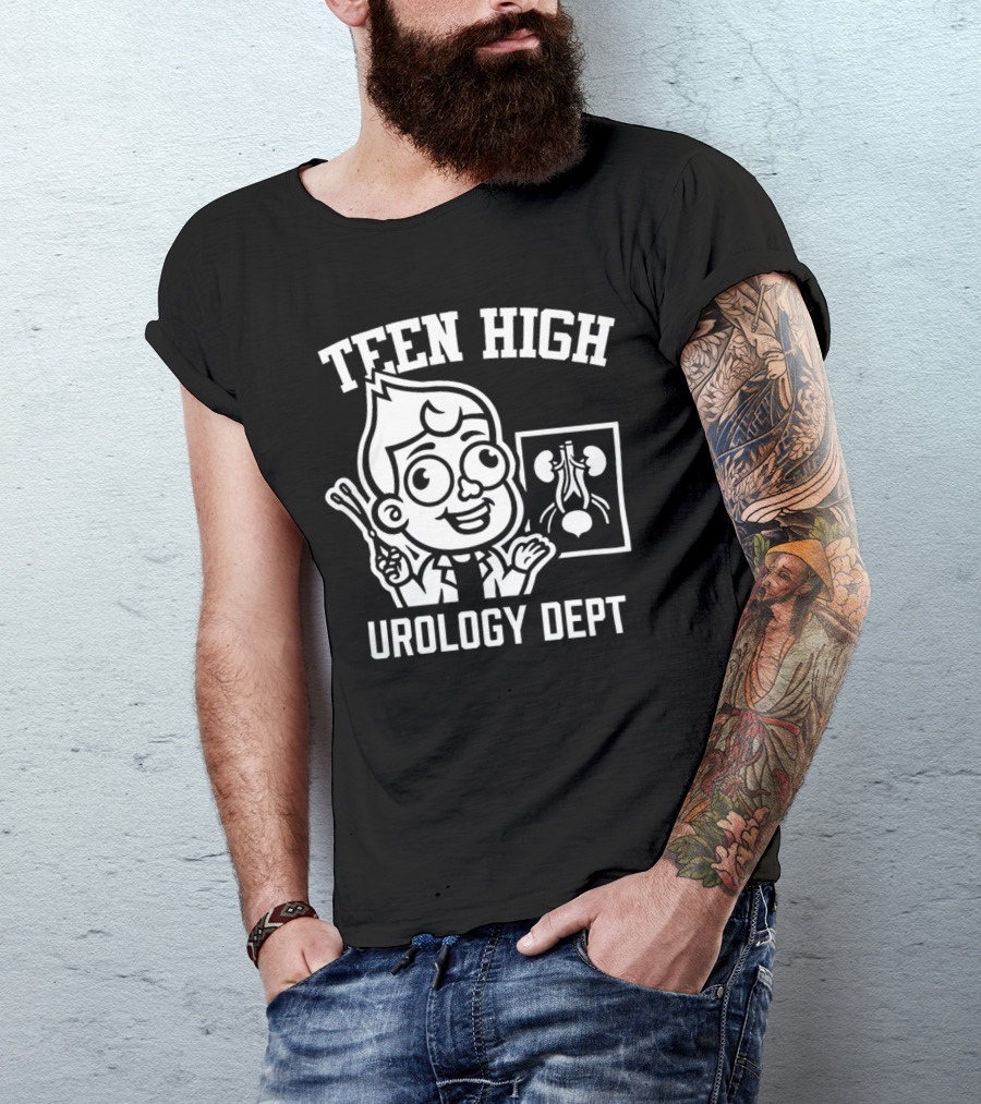 Teen High Urology Dept Cartoon Boy With Medical Chart T-Shirt