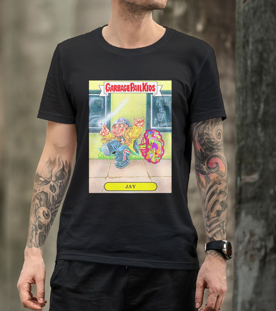 Garbage Pail Kids Jay Character Smoking Graffiti Parody Sticker T-Shirt