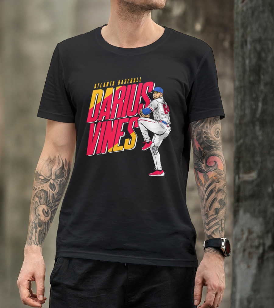 Atlanta Baseball Darius Vines 64 Pitching Action T-Shirt